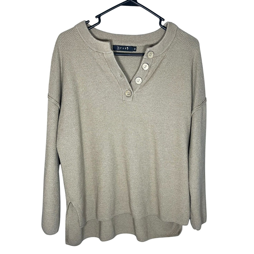 EFAN‎ Women's Waffle 3/4 Sleeve Sweater Brown M